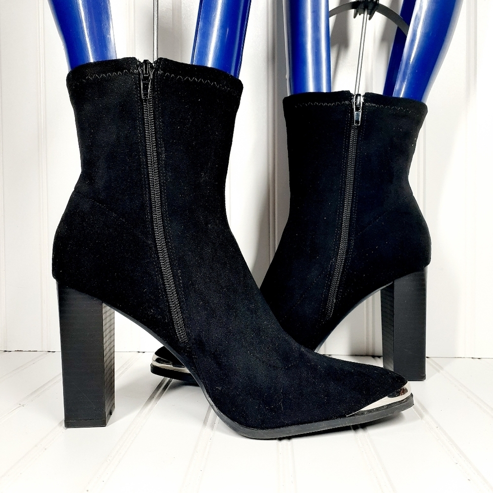 Forever 21 Faux Suede Metal-Toe Booties E311 - Picture 7 of 14